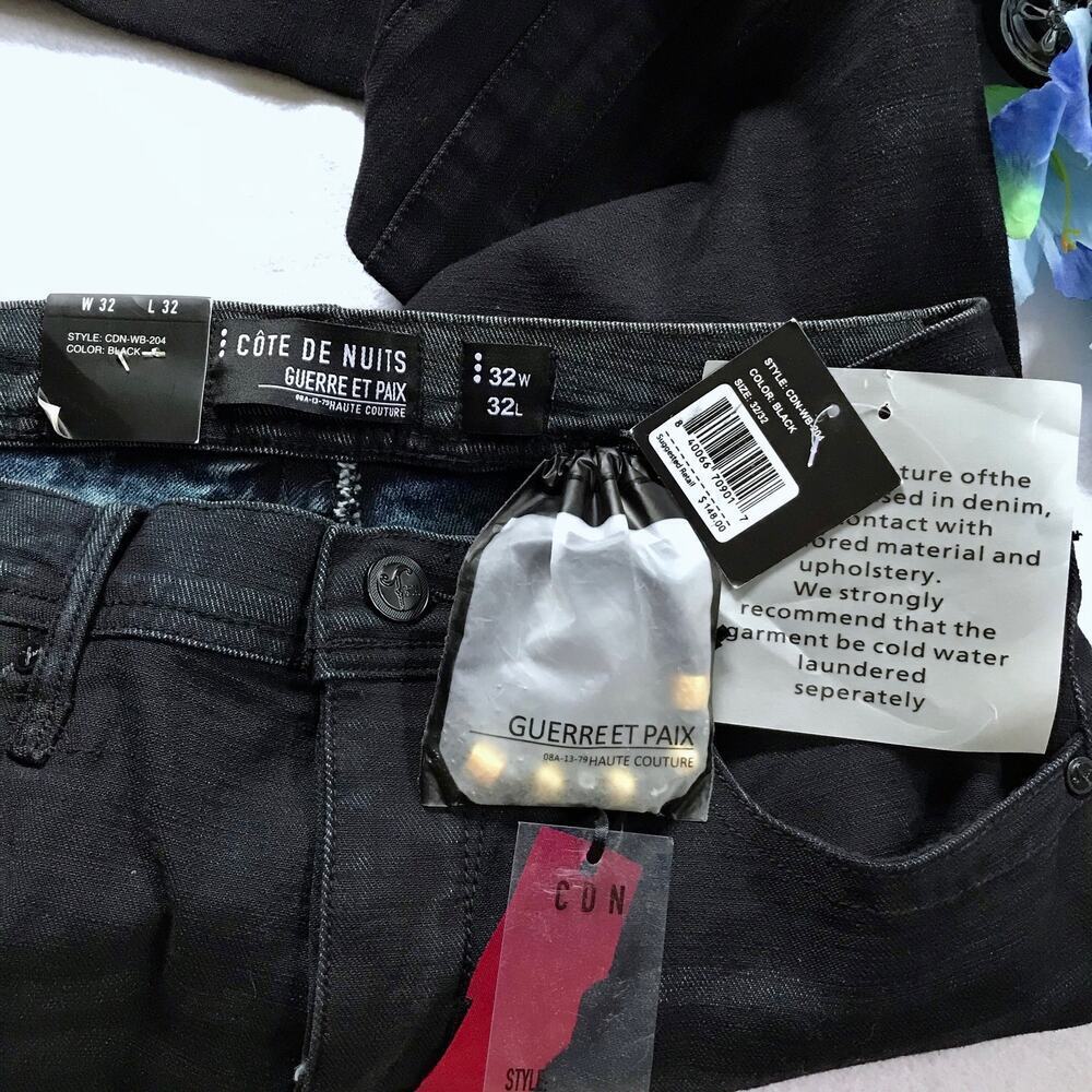 Cote De Nuits NWT Black Skinny Jeans Men 32/32 - Picture 9 of 11